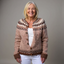 Women's Icelandic fair isle knit cardigan in mocha brown, front view