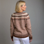 Back view of the mocha brown Icelandic knit cardigan