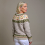Back view of the oatmeal and olive Icelandic knit cardigan