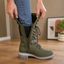 Women's knee high side zip winter boots in green