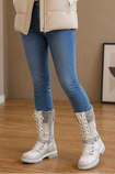 Women's knee high side zip winter boots in white