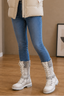 Women's knee high side zip winter boots in white