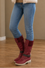 Women's knee high side zip winter boots in red