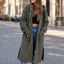 Women's knee length hooded zip sweatshirt coat in green