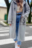 Women's knee length hooded zip sweatshirt coat in grey