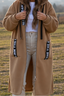 Women's knee length hooded zip sweatshirt coat in apricot