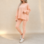 Women's Knit Loungewear Set with Thumbhole Top and Pants in peach