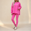 Women's Knit Loungewear Set with Thumbhole Top and Pants in pink
