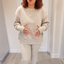 Women's Knit Loungewear Set with Thumbhole Top and Pants in beige
