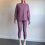 Women's Knit Loungewear Set with Thumbhole Top and Pants in mauve