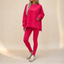 Women's Knit Loungewear Set with Thumbhole Top and Pants in red