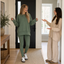 Women's Knit Loungewear Set with Thumbhole Top and Pants