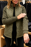 Women's knit panel quilted patchwork puffer jacket in dark green
