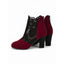 Block heel of the lace panel ankle boots