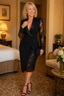 Women's Lace Sleeve Wrap Bodycon Cocktail Dress