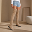 Women's lace-up back over the knee boots in khaki
