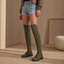 Women's lace-up back over the knee boots in army green