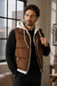 Puffer vest shown from the side