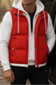 Women's layered double hood puffer vest in red