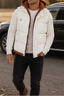 Women's layered double hood puffer vest in beige