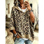 Women's Leopard Animal Print Hooded Pullover Sweater in khaki