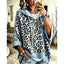Women's Leopard Animal Print Hooded Pullover Sweater in blue
