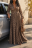 Women's Leopard Print Button Front Maxi Shirt Dress