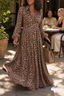 Women's Leopard Print Button Front Maxi Shirt Dress