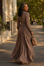 Women's Leopard Print Button Front Maxi Shirt Dress