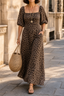 Women's Leopard Print Square Neck Maxi Dress