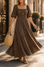 Women's Leopard Print Square Neck Maxi Dress