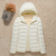 Women's lightweight packable puffer jacket in white