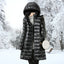 Women's long hooded puffer coat in black