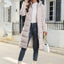 Women's long hooded puffer coat in beige