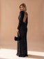 Women's Long Sleeve Sequin Maxi Dress with Open Back