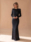 Women's Long Sleeve Sequin Maxi Dress with Open Back