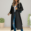 Women's long double breasted trench coat in black