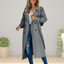 Women's long double breasted trench coat in grey