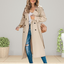 Women's long double breasted trench coat in khaki