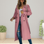 Women's long double breasted trench coat in dusty pink