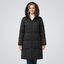 Women's longline hooded puffer coat in black