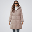 Women's longline hooded puffer coat in khaki