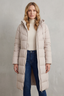 Ivory longline puffer jacket worn open
