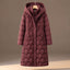 Women's longline quilted hooded puffer coat in rose red