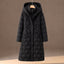 Women's longline quilted hooded puffer coat in black
