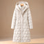 Women's longline quilted hooded puffer coat in white