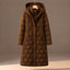 Women's longline quilted hooded puffer coat in brown