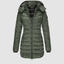 Women's longline quilted puffer coat with hood in army green