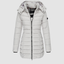 Women's longline quilted puffer coat with hood in grey