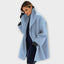 Women's longline wool blend overcoat in light blue
